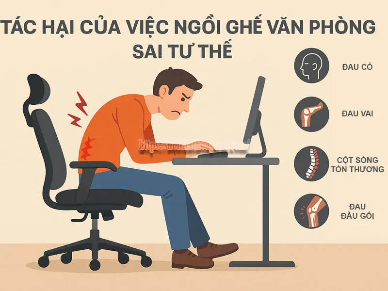 Ngồi Sai Tư Thế Ở Dân Văn Phòng: 